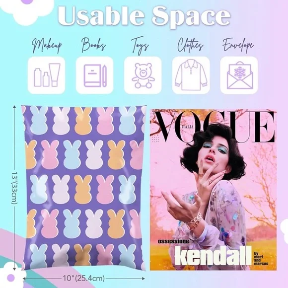 (25) 10”x13” Easter Peep Bunny Poly Mailers | Set of 25 | Cute Shipping - Picture 2 of 4